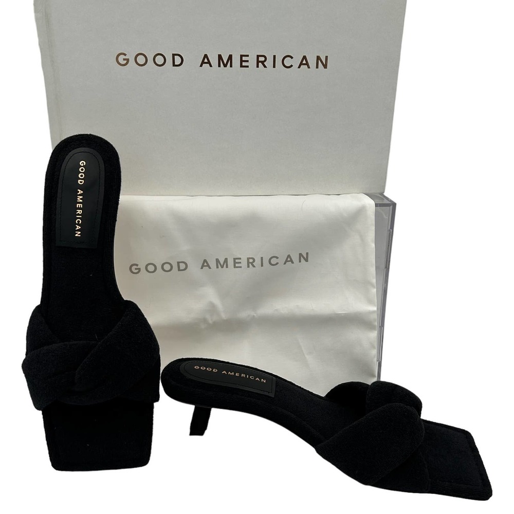 Good American Terry Kickstand Slides in a Size 9 Black New In Box - Picture 8 of 11